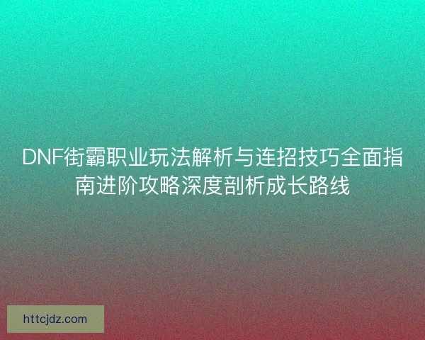 DNF街霸职业玩法解析与连招技巧全面指南进阶攻略深度剖析成长路线